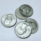 LOT OF 5 WASHINGTON SILVER QUARTERS 90% SILVER VARIOUS DATES #6400