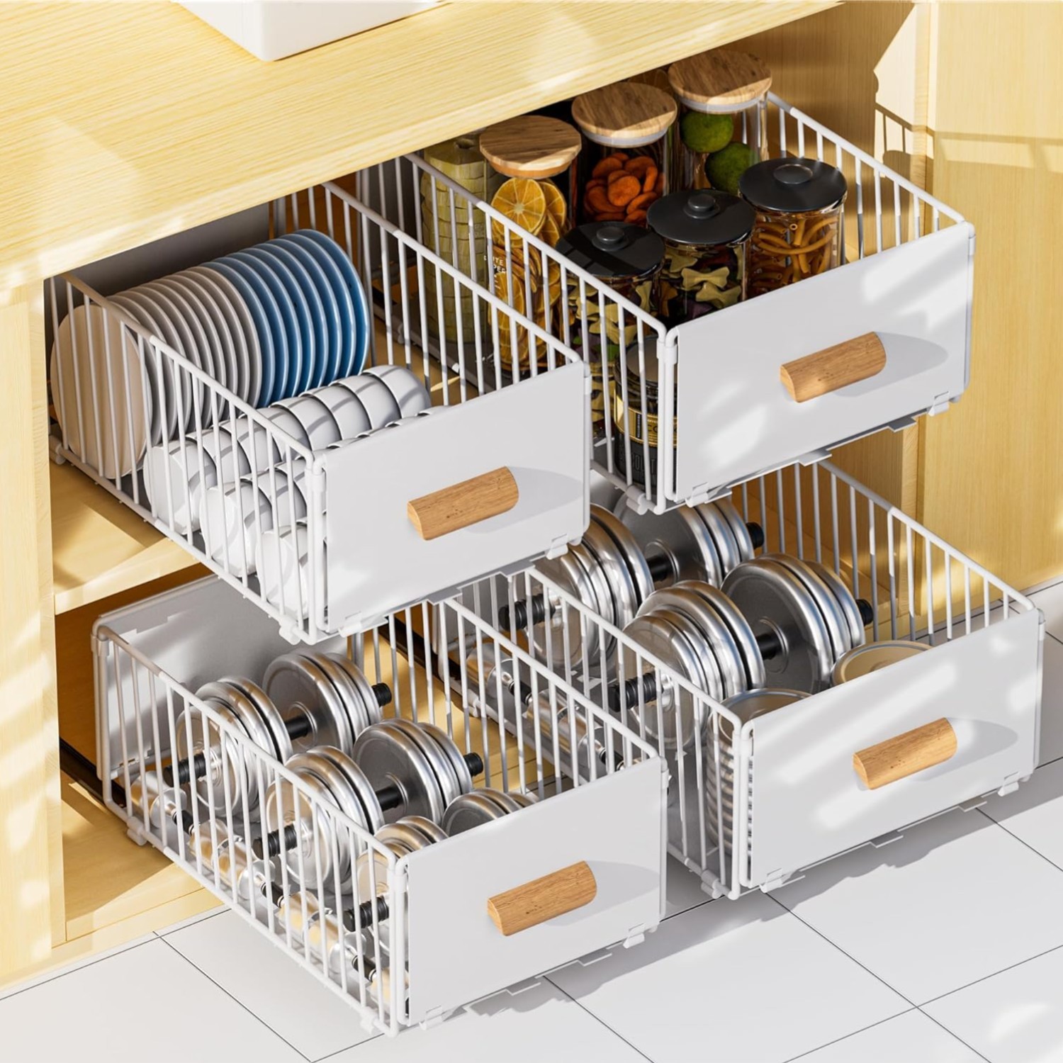 Tiroirs extensibles sans perçage Vortix en acier pour optimiser les meubles de 25 cm