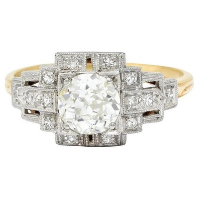 Retro Art Deco 1.3Ct Round Cut Moissanite Milgrain Wedding Bridal Ring 935 Sil