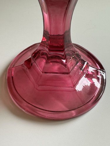 Cranberry Indiana Glass Co Pair Candlestick Holders 4.5” Hexagon - Picture 22 of 24