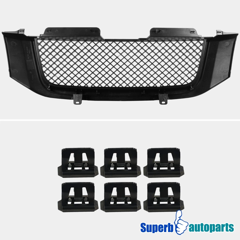 Fits 2002-2007 GMC Envoy ABS Hood Grill Honeycomb Grille Shiny Black Foto 4 de 4
