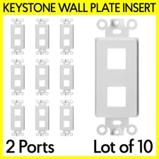 10 Pack 2 Port Decorative Wall Plate Keystone Insert  WallPlate QuickPort Design