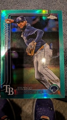2025 Topps Chrome Update Junior Caminero Aqua /199 Rays Refractor 
