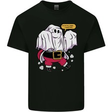 Divertida Camiseta de Algodón Ligero de Halloween Navidad Fantasma de Papá Noel para Hombre