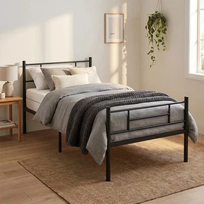 Einzelbett/Doppelbett Bettgestell+Matratze mit Hohem Kopfteil 90 / 140 x 200cm - Bild 1 von 4