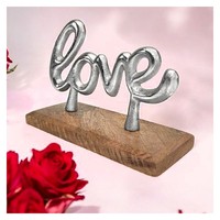 "24X Deko-Schriftzug \"Love\" Aus Aluminium Auf Mangoholz-Sockel"