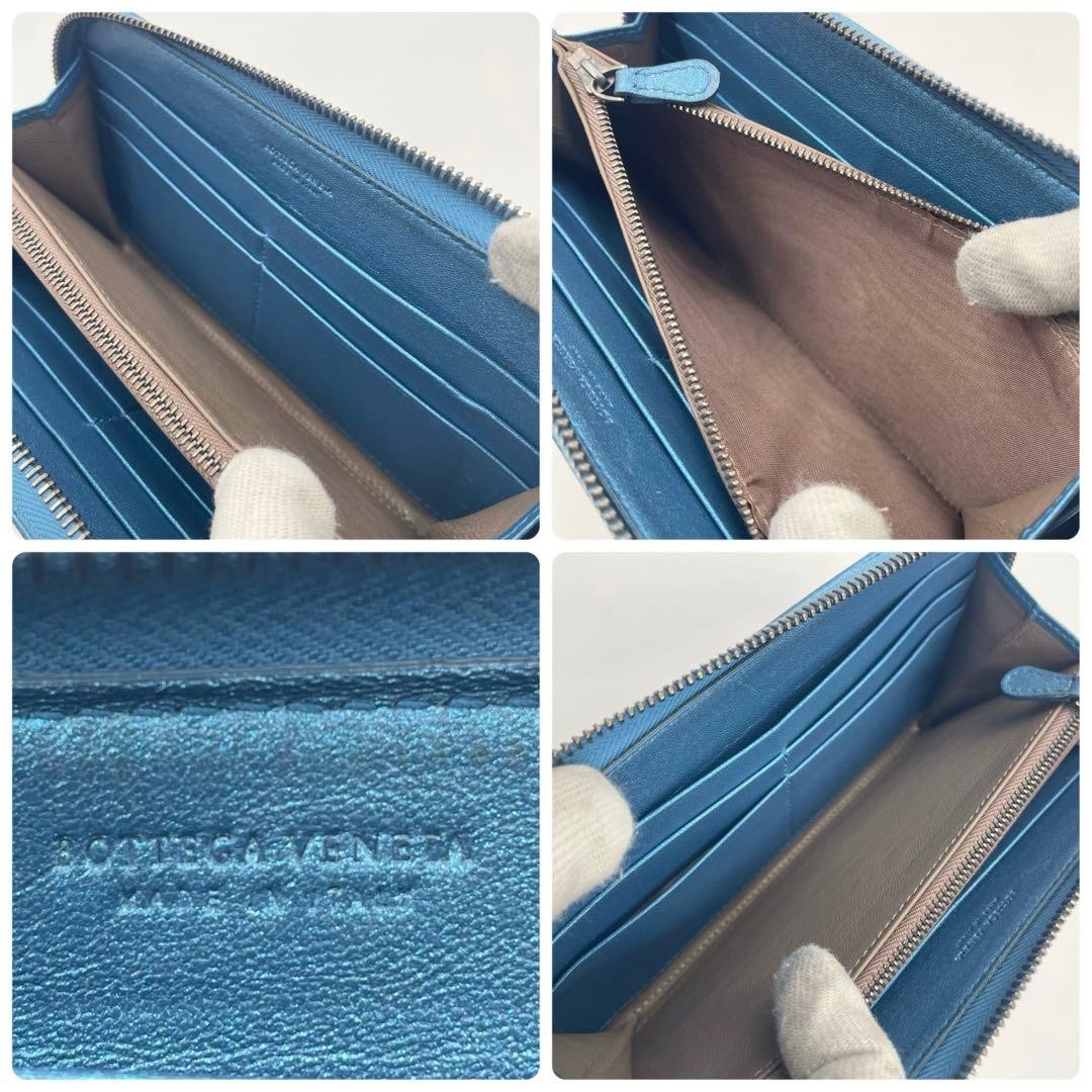 Bottega Veneta Zippy Wallet Intrecciato Leather Metallic Blue thumbnail 21