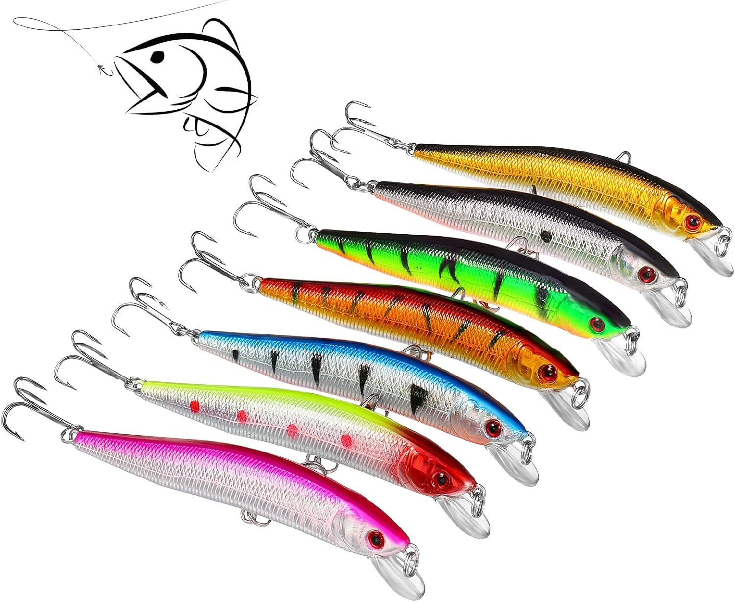 7Pcs Fishing Lures Artificial Swimbait Sea Lures - Hard Bass Trout Bait for Salt