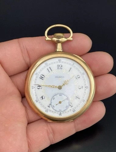 Elgin Fancy Dial Nice 46mm Gold Filled Case 19j Manual Wind Antique Pocket Watch
