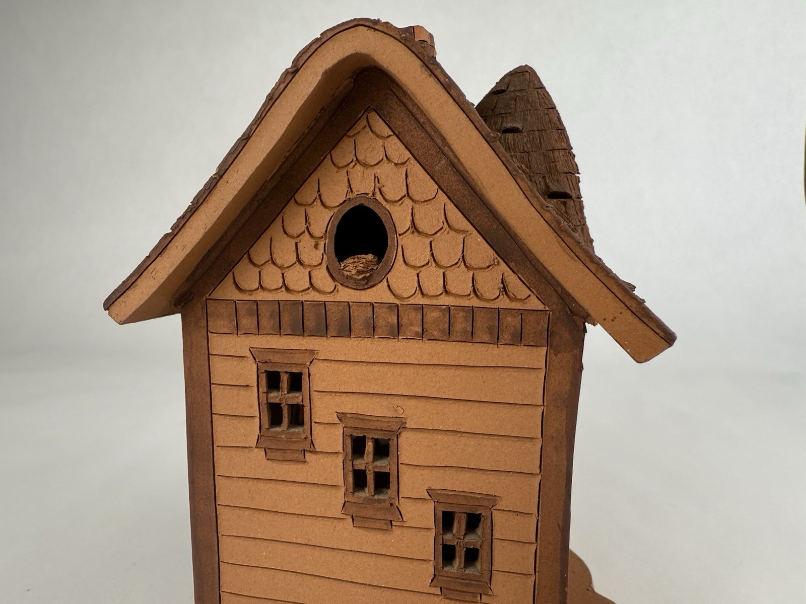 Handmade Clay Pottery 6” House For Tea Light Signed by Artist Candle Holder