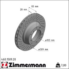 Zimmermann 460.1509.20 Bremsscheibe für PORSCHE 911