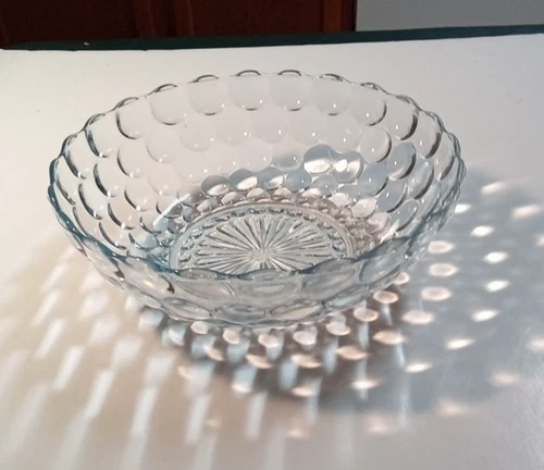 Anchor Hocking Blue Bubble Depression Glass 8-1/4" Serving Bowl
