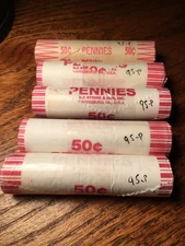 Full  BU 50pc OBW Opened  Roll of 1995  P Lincoln Memorial Cents