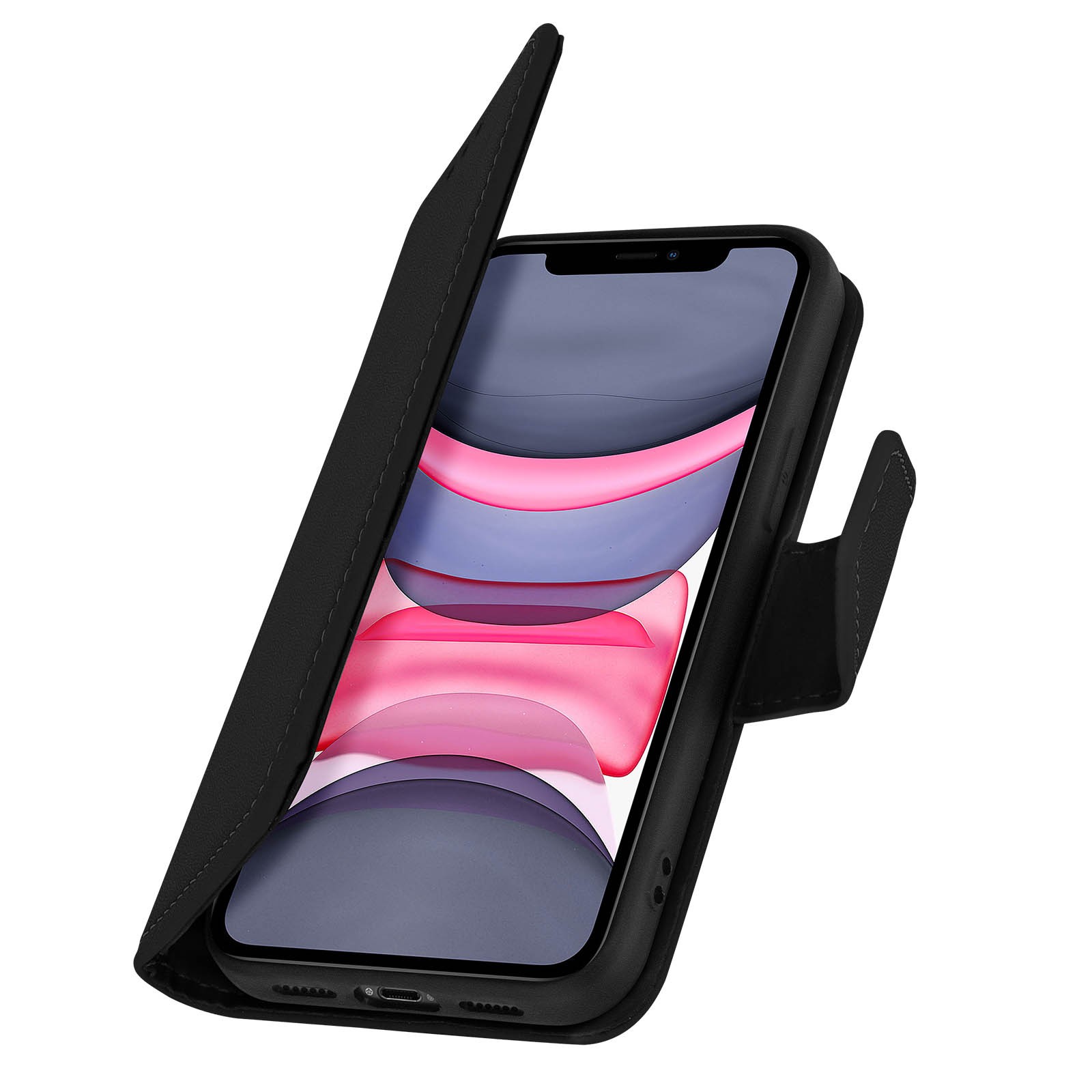 Étui clapet iPhone 11 cuir noir pour vos déplacements pro