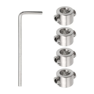 4pcs 5mm Drill Stop Collar Depth Stop with Hex Wrench, Anodizing Surface Silver