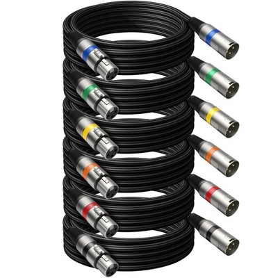 Heams Professional 6 Pack 25FT XLR Cables, 25FT, Upgraded Colorful Connector 