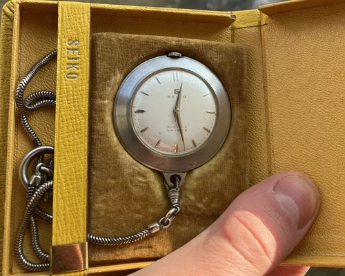 Seiko Unique 15 jewels 1950s Vintage Golf Pocket Watch Works 36 Hours! Rare!