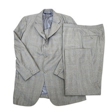 Vintage Brooks Brothers 346 Blazer Suit 44R Pants 39x28 Gray Glen Plaid Business
