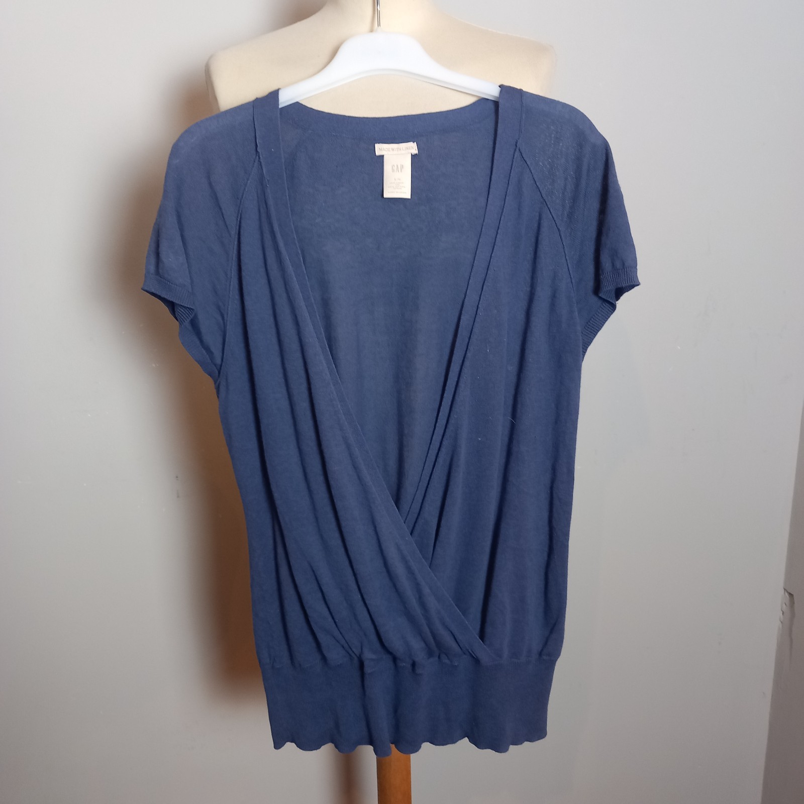 Women's Gap Made With Linen Lightweight Wrap Styled Knitted Jumper Top UK Size L