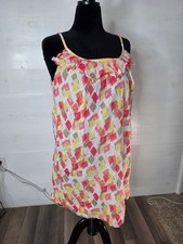 Old Navy Cotton linen Blend Geometric Sundress Ruffles Boho Summer Abstract L