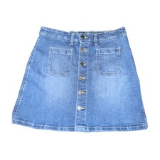 NEW GAP DENIM BLUE JEANS MINI SKIRT FRONT POCKETS  BUTTONS Sz 6/28