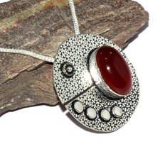 Outstanding Carnelian 925 Silver Plated Gemstone Handmade Necklace 16" GW