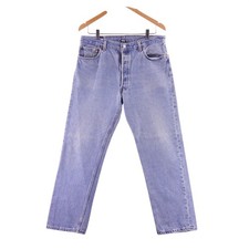 Vintage Levis Mens 36x30 501 Light Wash Straight Leg Button Fly Denim Jeans