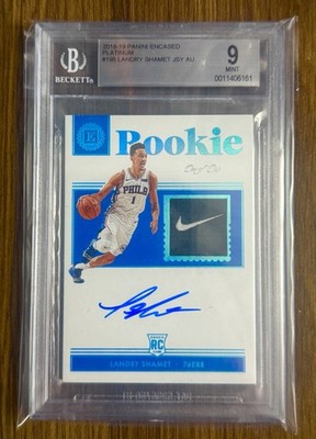 2018 Panini Encased Landry Shamet Platinum Rookie Patch Auto 1/1 BGS 9 Knicks