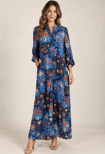 FARM Rio Maxi Shirt Dress Women’s XS Floral Button Front Boho Resort