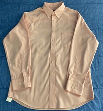 Kenneth Cole Reaction Men's Dress Shirt Medium Pink Salmon Long Sleeve Button Up