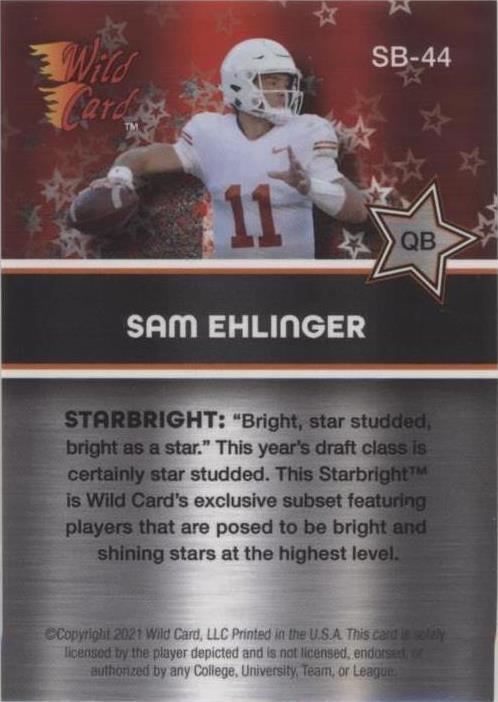 Still Wild サラ・ローレ・エンゲルハルド サイン入り 2021 Wild Card Alumination Sam Ehlinger #SB-44 for sale | eBay