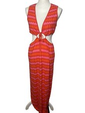 NWT Show Me Your Mumu Maizy Cut Out Dress Orange Pink Maxi Knit Size Large