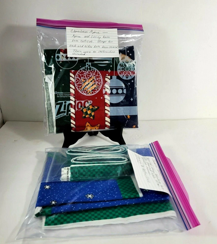 Pre-Cut Fabric Aprons Christmas Sewing Home Made 4 Pc Arts and Craft - Image 3 of 4