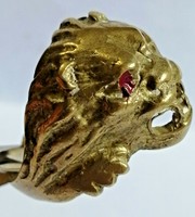 EXTREMELY ANCIENT MEDIEVAL BRONZE LION HEAD SYMBOL RING