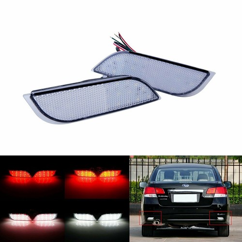 2x Clear Lens Rear Bumper LED Stop Brake Light For 2008-2014 Subaru Impreza WRX STI  