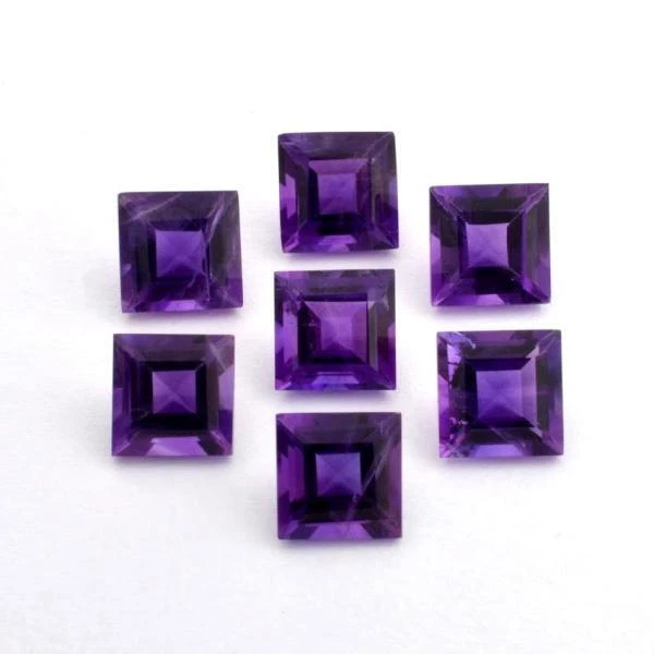 PIEDRA PRECIOSA SUELTA FACETADA CORTE CUADRADO AMATISTA PÚRPURA AFRICANA NATURAL DE 3 MM A 8 MM Foto 3 de 3
