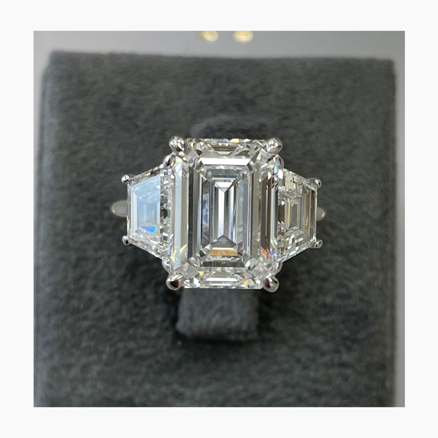 14k White Gold 3 Stone Engagement Ring Emerald Lab Created Diamond 6 Ct ...