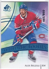 20/21 SP GAME USED..ALEX BELZILE..AUTHENTIC ROOKIE../199..# 182..CANADIENS