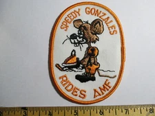 Speedy Gonzales Rides AMF Patch Snowmobiles  NOS Vintage Original Winter Sports