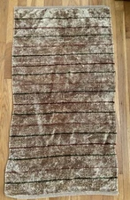 Fall Chenille Throw Rug Plush Area Mat 25” X 46” Stripe Soft Brown Maroon Green