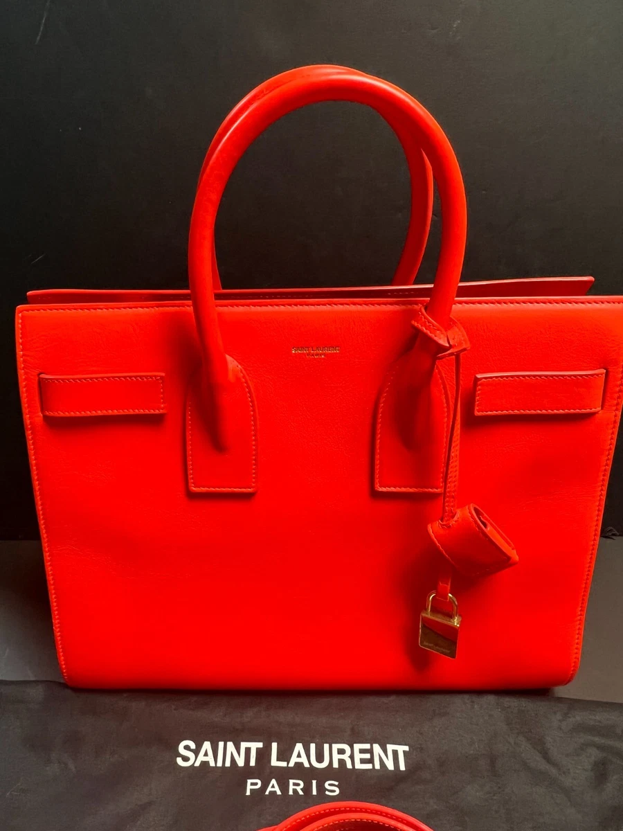 Saint Laurent NEON ORANGE Bag SAC DE JOUR Mini Small SMOOTH