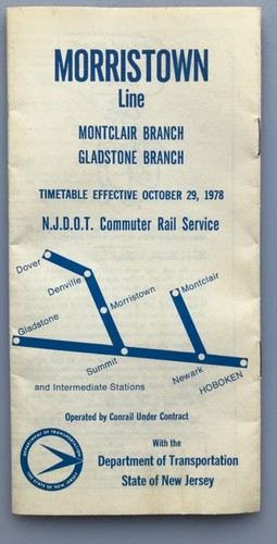 OCTOBER 1978 CONRAIL NJDOT MORRISTOWN LINE TIMETABLE Schedule Montclair - Picture 2 of 4