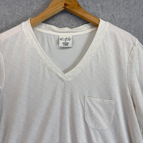 Wonderly Intimates White V-Neck Short Sleeve Pajama Shirt Sleep Womens Size XL - Picture 2 of 12