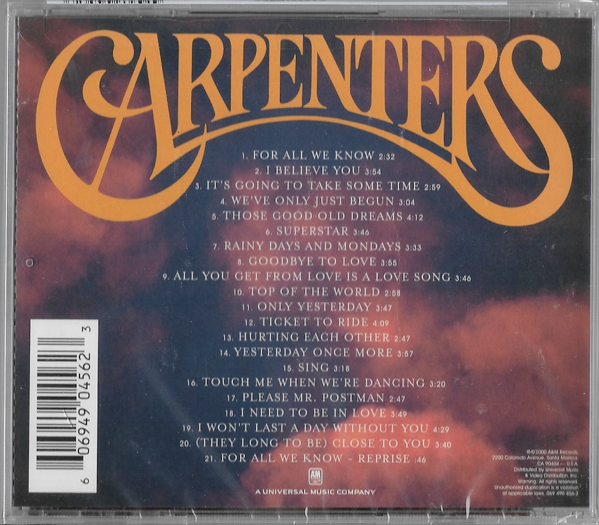 Singles 1969-1981 by The Carpenters (CD, 2000) NEW