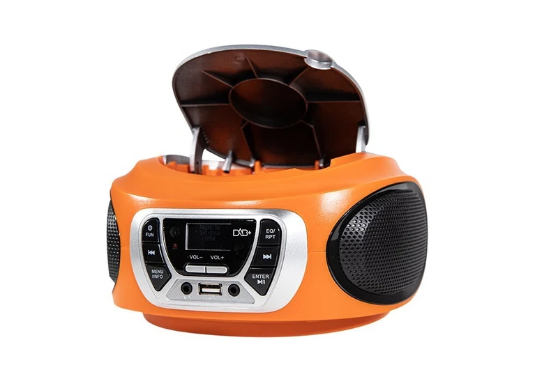 Radio Stereo Portatile Boombox Arancione Trevi CMP 510 DAB Lettore CD USB Cuffia, fotografia 4 di 8