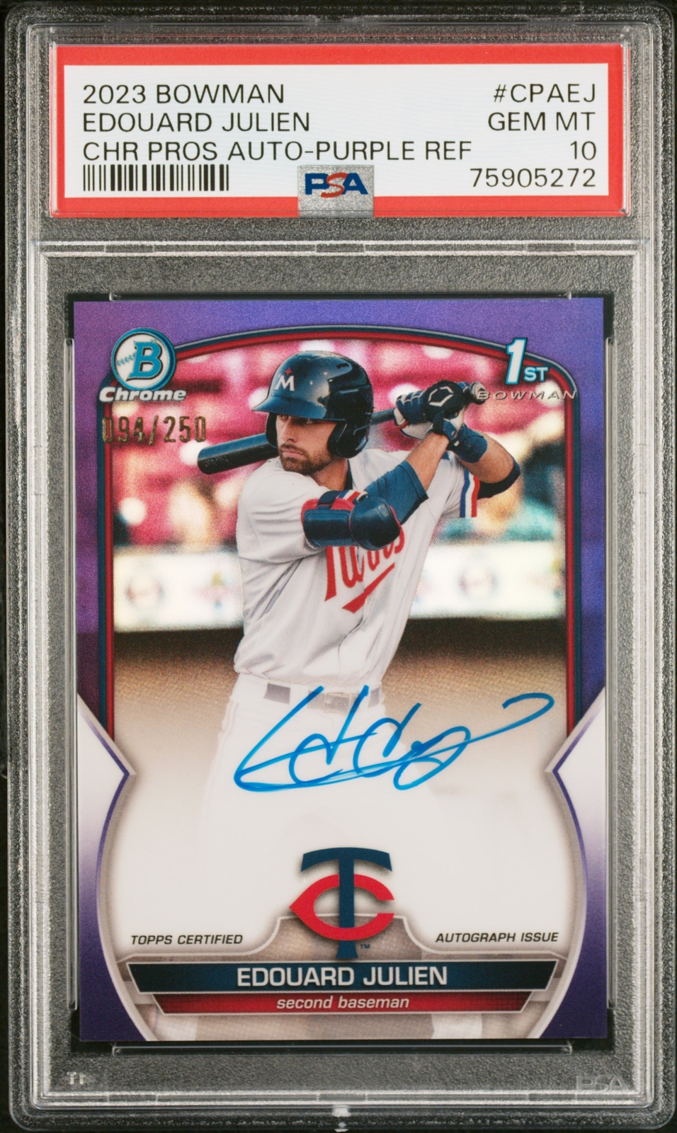 2023 Bowman Chrome Autographs #CPAEJ Edouard Julien  PSA 10
