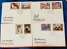 1969 POLAND Set of 4 FDC Polish Paintings Art (Defect on 1 stamp SEE PHOTO)