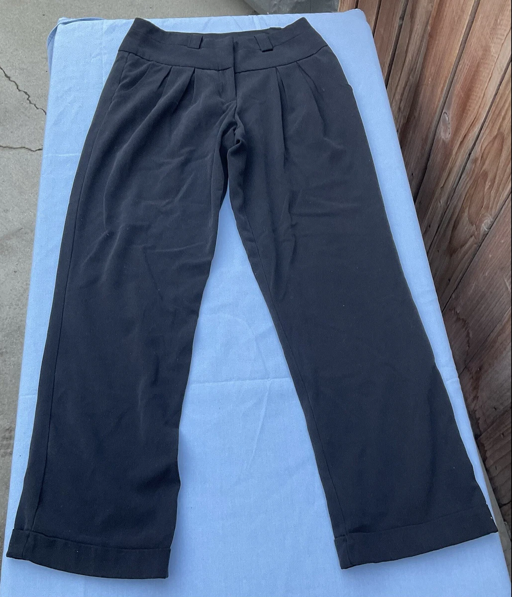 Women s Flapper 20 s Style Pleated Trouser Wide Leg Black Pants Size XS
