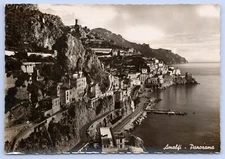 1940 Beautiful Amalfi Coast Panorama Salerno Italy Real Photo RPPC 4x6 Postcard