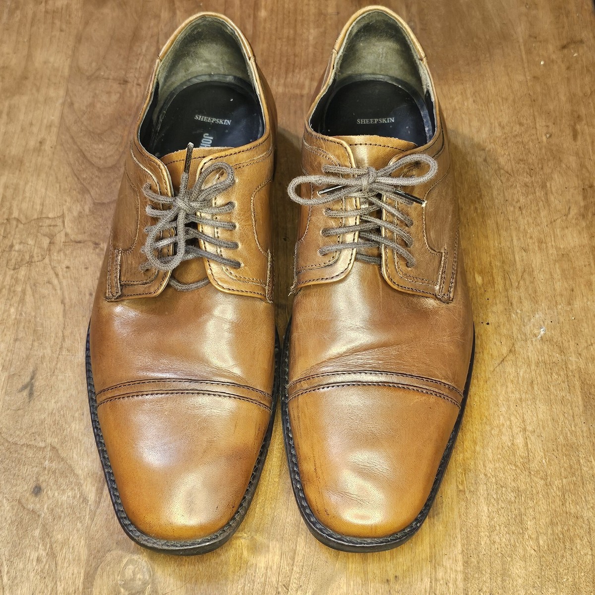 Johnston & Murphy Dark Brown Leather SHEEPSKIN Oxfords MENS SIZE 14 Johnston & Murphy Mens Size 8.5 M Shoes Brown Sheepskin  main image 2